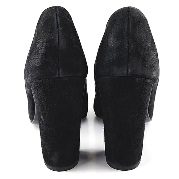 Le Chateau Flex Dressy Slip On Black Suede Pump Round Toe 4" Block  Heel Sz 38/8 - Picture 5 of 15